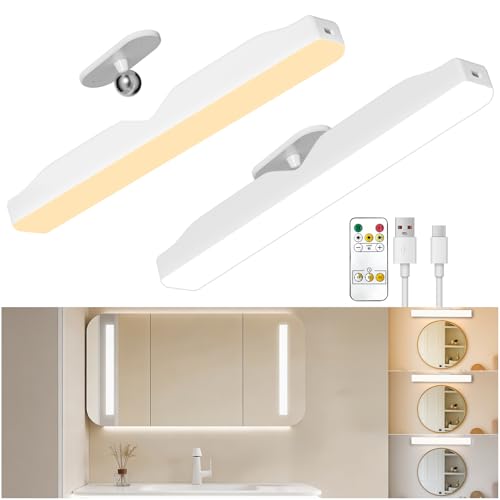 Vanity Lights for Mirror,Rechargeable Makeup Light Stick On 3 Color Temps & Remote and Touch, 360°...