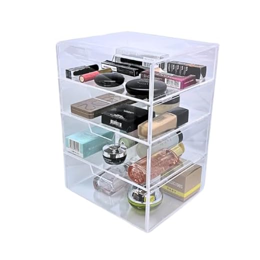 Gaveteiro Organizador em Acrílico Transparente com 4 Gavetas