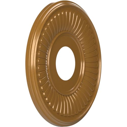 Image of Ekena Millwork CMP13BEDVG Berkshire Thermoformed PVC Ceiling Medallion (Fits Canopies up to 5 3 /4 inch), 13 inchOD x 3 1 /2 inchID x 3 /4 inchP, Universal Aged Metallic Vintage Gold