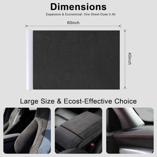Image of Premium Black Suede Fabric Wrap - 40x60 inch Suede Wrap for Car Interior - Self-Adhesive Microfiber and Synthetic Leather, Stretchable Interior Film for Car and Home Decor
