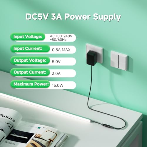 BTF-LIGHTING 5V 3A 15W Power Supply Adapter ETL Listed 100-240V AC to 5V DC Converter Class 2 Power Supply, 5.5x2.1mm Jack for for Low Voltage LED Strip Lights, CCTV, Router, Electronics by BTF-LIGHTING - Image 3