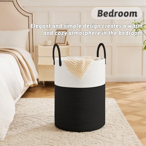 Artfeel Laundry Basket,Woven Cotton Rope Laundry Hamper,40L for Decorative Storage of Dirty Clothes,Toys and Blankets in Bathroom,Baby Room and Living Room - 3
