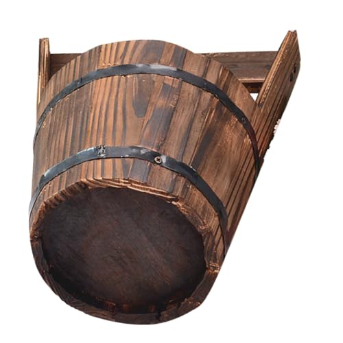 VINTORKY Maceta Colgante de Madera Maciza Marrón para Suculentas, Jardinera Rústica para Vallas de Jardín, Contenedor de Flores para Patio y Balcón, Maceta de Exhibición Decorativa
