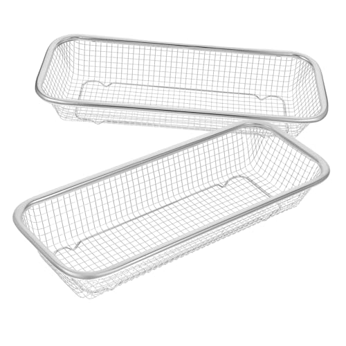 LIFKOME 2個 ステンレス製メッシュ箸バスケット 食洗機対応滑り止め機能付き耐久性抜群キッチン用器具オーガナイザー 省スペース設計で複