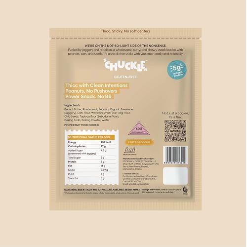 Image of Chuckle Nut Core Peanut Butter Cookies with Ragi & Oats Flour 300g (6 Pack x 50g), Jaggery Sweetened, No Maida, Gluten Free Tea Time Cookies