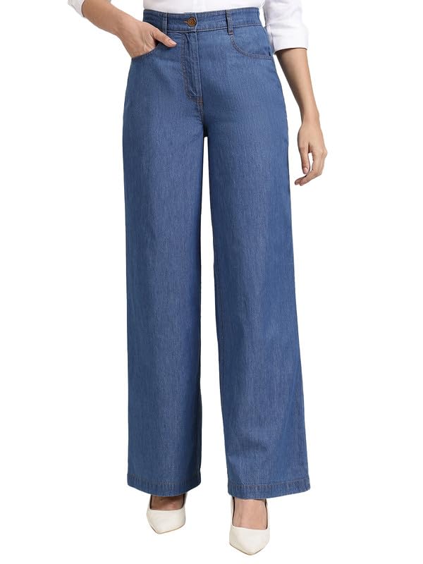 fablestreet Women’s High-Rise Wide Leg Jeans | Relaxed Fit Denim Trousers with Pockets | Casual & Office Wear-picture-23