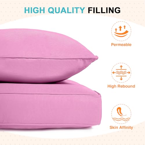 EAGLE PEAK Outdoor Deep Seat Patio Seat Cushion Set, 25 x 25 x 5 inch, 2-Piece Back Chair Cushion, 4 Pack, Pink by EAGLE PEAK - Image 6