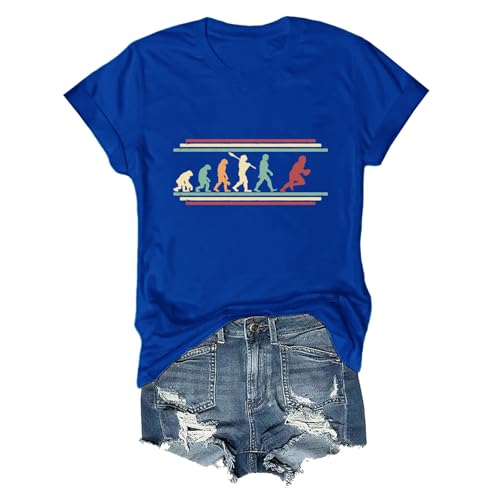 Rugby T-Shirt for Men Rugby Ball Shirt Unisex Jersey Short Sleeve Tee Sapphire Blue