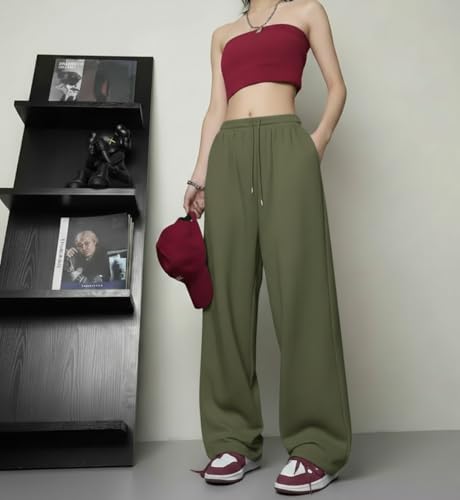 Image of dockstreet Straight Wide fit Long Length Open Bottom Jogger for Women /Trending Multi Pocket Style, Relaxed Casual Pants for Women