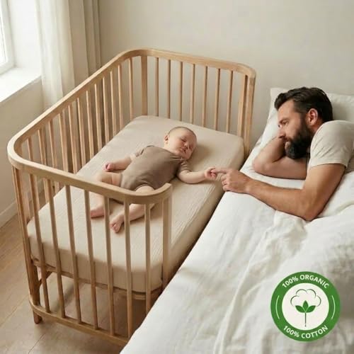 Image of Crib Sheets - Organic Cotton Muslin Fitted Crib Sheet - Standard Size for Baby Boys 28 inch x 52 inch Ultra-Soft and Breathable. 2-Pack(Baby Blue /Fog)