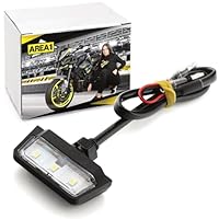 Area1 Premium LED Kennzeichen-Beleuchtung E-geprüft, Motorrad Nummernschild Leuchte, Universal für Motorroller Quad ATV, Kompatibel Mit KSR