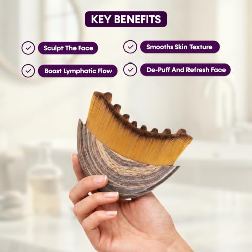 Image of Kesariglow Lymphatic Contour Face Brush for Jawline Sculpting & Facial Massage | De-Puffing, Lymphatic Drainage & Skin Tightening | Soft Bristle Facial Massager for Chin, Neck & Cheeks | Includes Travel Case