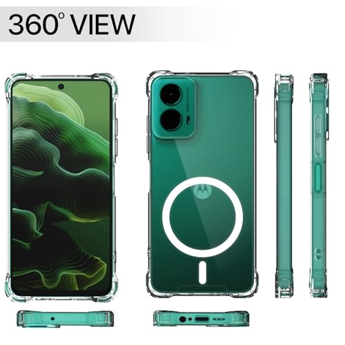 Image of Amazon Basics Back Cover for Motorola Moto G45 5G Mag-Safe Shockproof PC + TPU Protective Case Magnetic Support Bumper Case (Transparent Mag-Safe)