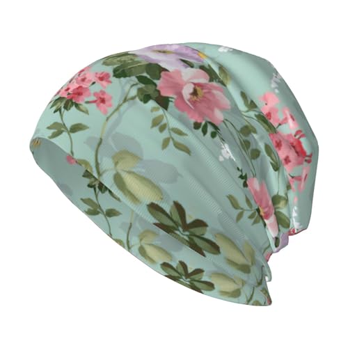 CKGODGF Peony Print Winter Knit Hats,Soft Ski Hats,Skull Hats Black