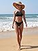 Women's High Waisted High Cut Cheeky Bikini Sets Halter 2 Piece Swimsuit High Neck Bathing Suit Ribbed Swimwear Black S