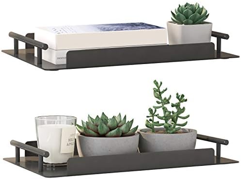 FLE Bathroom Organizer Countertop,2 Pack of Bathroom Counter Organizer Decorative Tray Cosmetic Organizer,Countertop Storage Shelf for Bathroom, Kitchen, Living Room, Bedroom, Dressing Table Black
