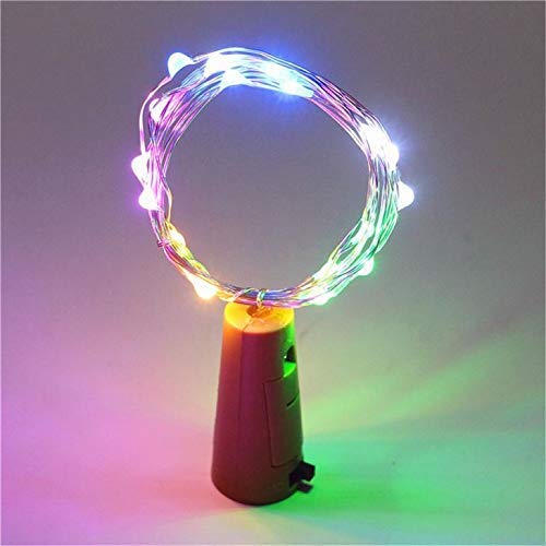 Image of Zilloquil 20 LED Wine Bottle Cork Copper Wire String Lights, 2M Battery Operated Perfect for Home Decoration, Party, Living Room, Bedroom, Dining Room, Decor Light (Multi, Pack of 10)