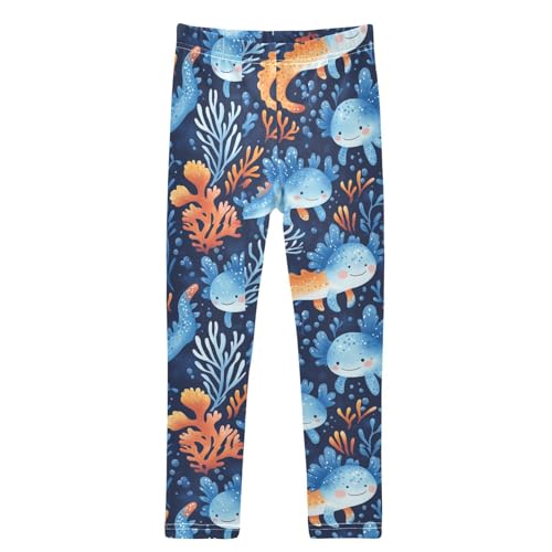 Boccsty Featuring Axolotls Blue Girls Leggings Kids Yoga Pants Dance Active Tights 4T