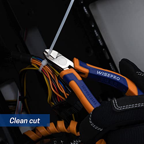 Wisepro Mini Diagonal Pliers, 4.5 Inch Micro Wire Flush Cutters, Precision Side Cutting Pliers With Spring Shrapnel Loaded #TOP5