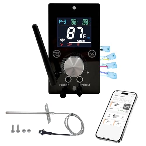 Hungrill Universal WiFi PID Controller Kit with Smart APP Control Board & High-Accuracy RTD Grill Probe | Core Upgrade Replacement for Pit Boss, Traeger, Z Grills, Asmoke and More