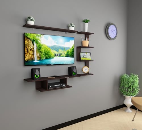 Image of Odestar Scott Engineered Wood TV Entertainment Unit Set Top Box Stand, Mounted TV Unit - Ideal for Upto Size 32 & 43 inch (Black & White)