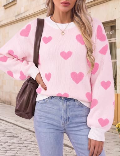 Image of Libsorge Womens Valentine Heart Sweater 2026 Valentines Day Trendy Cute Oversized Long Sleeve Pullover Sweaters
