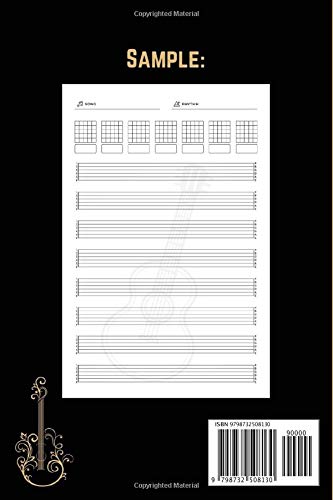 Guitar Tab Notebook: Blank 6 Strings Guitar Tablature Manuscript Paper with Chord Fingering Charts & Diagrams | Wide Staff Music Sheet Book | Unique ... Gifts for Guitarists Men, Women, Teens & Kids image 3