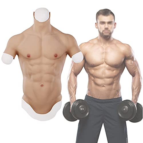 HNCXHX Combinaison Musculaire en Silicone pour Poitrine Masculine, Faux Muscle réaliste en Silicone pour Poitrine Masculine Demi-Costume avec Conception à Point Flottant, pour Cosplay,Color1-L Cover