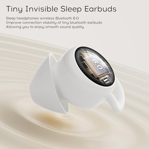 Image of Sleep Earbuds Bluetooth 6.0, Mini Invisible Silicone Sleep Earbuds for Side Sleepers, Noise Blocking Sleeping Headphones, Hidden Earbuds with LED Display for Small Ears, Sleep & Relax (White)