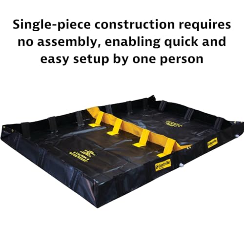 Image of Justrite 3 Zone Decontamination Berm, 6' x 16' with a 478 Gallon Spill Capacity, PVC Coated Fabric for Spill Containment and Quick Decontamination, Made in The USA, Black, 28572