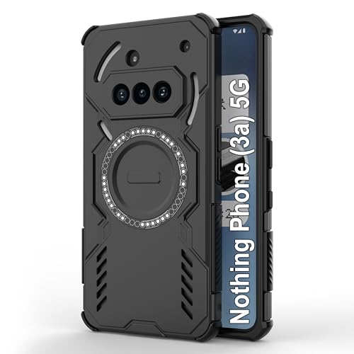 Image of Zapcase Back Case Cover for Nothing Phone (3a) 5G | Magnetic Case with Built-in Metal Ring | Supports MagSafe Charger, Wallet & Car Mount | Shockproof Hybrid PC + TPU | Black
