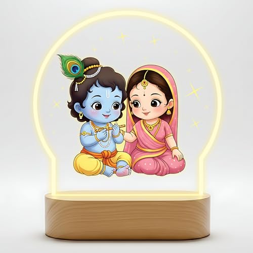 Image of Giftplease Radha Krishna LED night light spiritual home decor gift Janmashtami mandir decoration puja room office desk cute religious anniversary housewarming birthday devotional warm light GL 18
