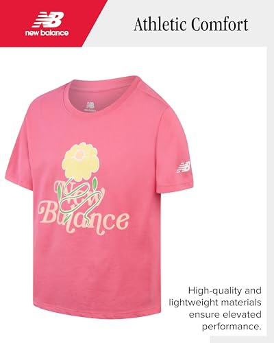 New Balance Active Girls Sweatpants Set - 2 Piece Short Sleeve Active T Shirt and Jogger Girls Pants with Pockets (7-16)3