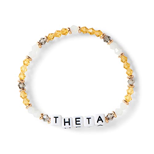 Sorority Shop Kappa Alpha Theta Bracelet — Glass Bead Bracelet with KAT Name Beads and 18K Gold Accent Beads, Greek Sorority Jewelry for Big Little Sorority Gifts