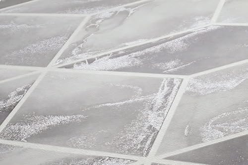 Papier peint géométrique pour masquer les défauts du mur intissé gris - 4