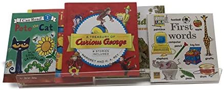 Estantería flotante de acrílico transparente de 24 pulgadas, estantería para niños, estante invisible para especias, juego de 2 estantes