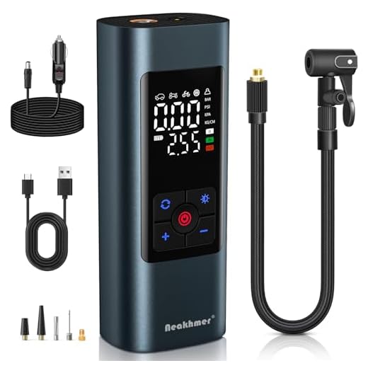 Neakhmer Mini-compressor, accu, luchtpomp, 150 psi, elektrische luchtpomp met ontluchtingsfunctie, draagbare pomp voor auto, motorfiets, fiets