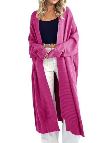 Image of Danedvi Womens Long Cardigan Sweaters 2026 Spring Chunky Knit Oversized Slouchy Open Front Warm Coats with Pockets