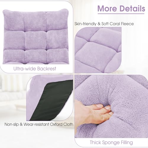 Image of Giantex Floor Chair with Back Support, 14 Adjustable Position, Padded Sleeper Bed, Couch Recliner, Folding Gaming Floor Chairs for Adults, Living Room, Bedroom, Yoga, Meditation, Light Purple