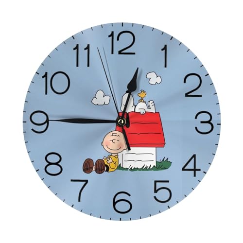 壁掛け時計 スヌーピー 見やすい 連続秒針 静音設計 おしゃれ 軽い 直径25cm スタンド付き 卓上・壁掛け両用 自宅 寝室に最適 シンプル
