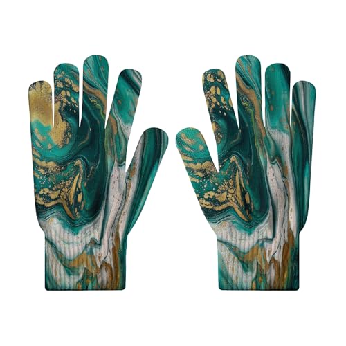 MLSOWM Women's Winter Touchscreen Stretch Five fingers Zigzag Oasis Gloves Breathable Knitted Texting Gloves for Women, One Size For Outdoor Sports Hiking Climbing