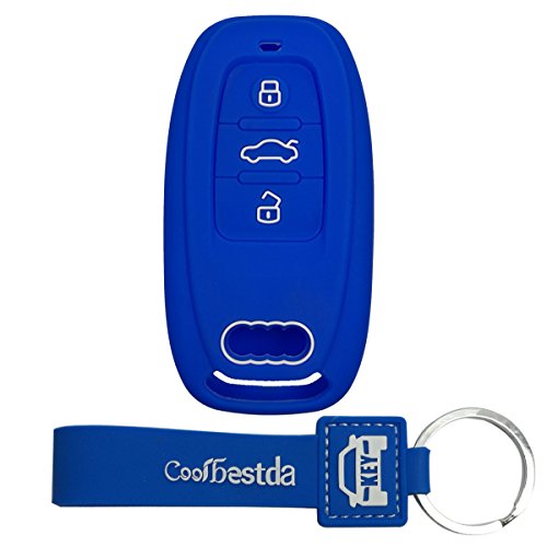 Coolbestda Leather 3Button Smart Key Fob Remote Cover Case Keyless Entry Protector Skin Jacket for Audi A1 A3 A4 A5 A6 A7 A8 Q5 Q7 R8 S5 S7 Q5 RS (Insert Key to Ignition NOT FIT)