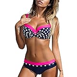 WQZYY&ASDCD Maillot De Bain Bikini Femme Maillot De Bain Femme Épaissir Soutien-Gorge Push-Up Bikini Maillot De Bain Taille Haute-Hot_Pink_S