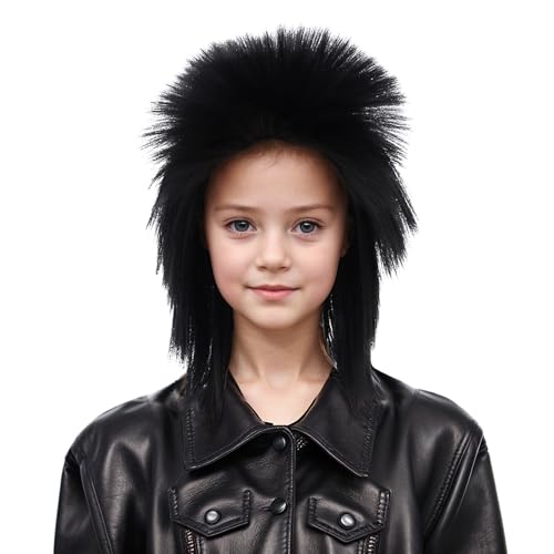 DUDUWIG Child Black Wig Kids Long Straight Black Wig Synthetic Wig Cosplay Hair Wig