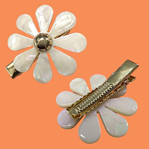 Each Jewels Pinzas para el Cabello con Flor, 2 Unidades, Pétalos de Perla Brillante en Forma de Margarita miniatura 3