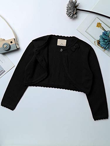 Kids Girls Long Sleeve Bolero Cardigan Shrug Single Button Cropped Knitted Sweater Jacket Girls Dress Cover Up3