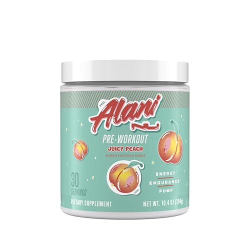 Alani Nu Pre Workout Powder Juicy Peach, Amino Energy Boost, Endurance Supplement, Sugar Free, 200mg Caffeine, L-Theanine, Beta-Alanine, Citrulline, 30 Servings