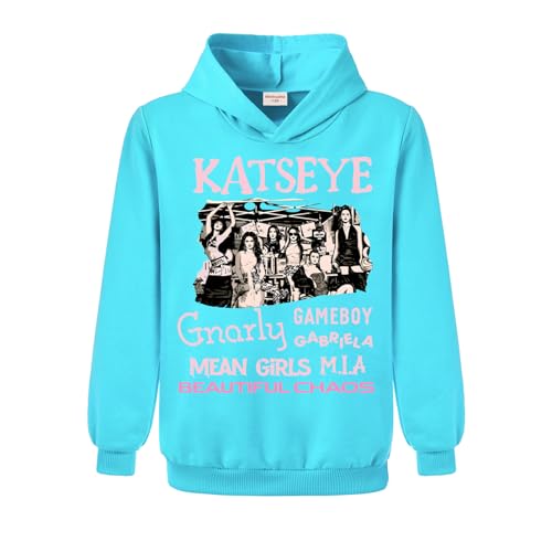 Minhuaha Katseye Merch Hoodies for Girls Fashion Hoodie Kids Tops (Light Blue 7 Years)
