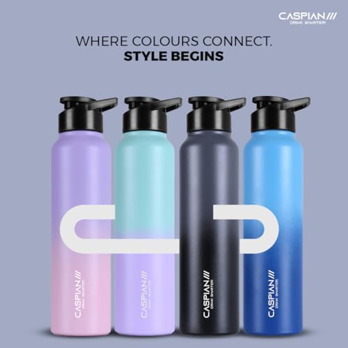 Image of CASPIAN / / / HIke ISI Certified Stainless Steel Water Bottle 1 ltr. (Graphite, 1 Litre) | Leak Proof Sipper for Fridge Home Office Travel School Kids Boys Girls Adults Sports Gym Yoga Gift | BPA Free