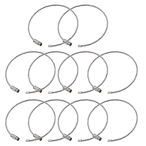 Paquete de 10 anillos de cable de acero inoxidable duraderos, anillos de alambre, cuerda de alambre, material de acero inoxidable para viajeros, mochileros, llaves de acero inoxidable